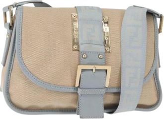 Fendi Pre-owned Cross Body Bags, female, Beige, Size: ONE SIZE Pre-owned Canvas Cross Body Bag