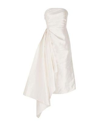 8 by YOOX SILK-SHANTUNG BANDEAU MIDI DRESS W/ SIDE DRAPE