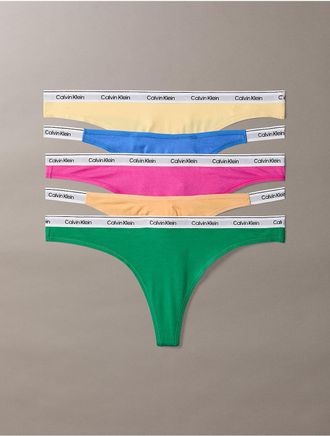 Calvin Klein Calvin Klein Womens Icon Logo 5-Pack Mixed Thong - Multi - XL