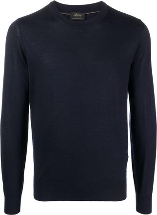 Brioni fine-knit cashmere-blend jumper - men - Cashmere/Silk - 54 - Blue