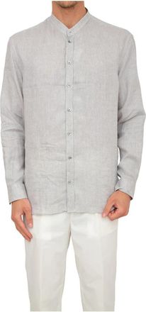 Emporio Armani Casual Linnen Overhemd - Heren - Casual Overhemden - Grijs - L - Linnen - Overhemden