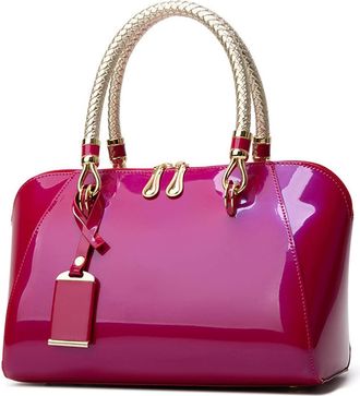 Nicole & Doris Fashion Women Handbag Patent Leather Bags Designer Top-handle Bags Shoulder Bags Crossbody Bag Elegant Clutches Evening Bags Rose
