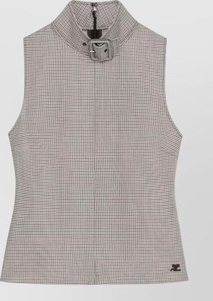 Courr&egrave;ges houndstooth sleeveless top
