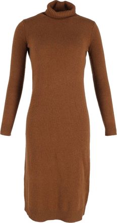 Max Mara Knitted Turtleneck Dress in Brown Wool