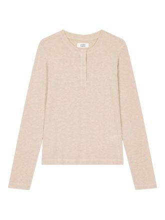 TOMBOY Henley-neck T-shirt - women - Cotton/Polyester/Elastane/Wool/Rayon - OS - Neutrals
