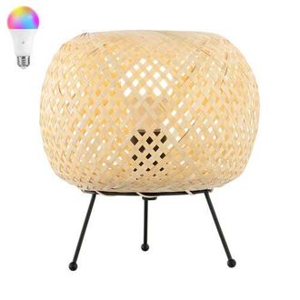 Jonathan Y Designs Palma Bohemian Rustic Iron/Rattan LED Mini Table Lamp with Smart Bulb in Light Brown/black at Nordstrom