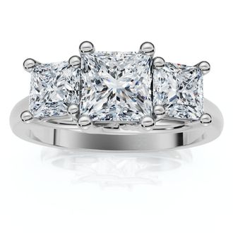 Pompeii3 1 1/2Ct Princess Cut Diamond May Engagement 3-Stone Ring 14k Gold Lab Grown