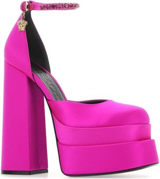 Versace Womens Fuchsia Satin Medusa Aevitas Pumps 1pa4v Scarpe Con Tacco High Heel Shoes