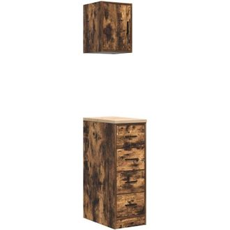 vidaXL Armarios 2 Uds Para Garaje Madera Ingenier&iacute;a Roble Ahumado Vidaxl