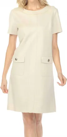 Joseph Ribkoff Scuba Suede Shift Mini Dress In Moonstone
