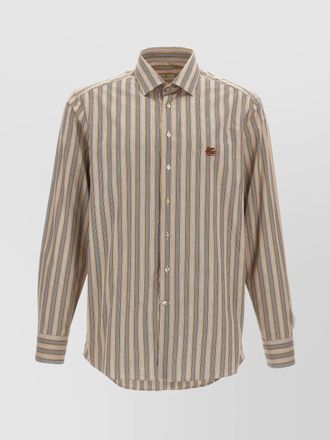 Etro cotton logo embroidery shirt