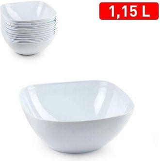 Trade Shop Trade Shop - Set 12 Pz Ciotola Quadrata Opale Bianca Da 1,15lt Servizio Tavola Piatti 1221801