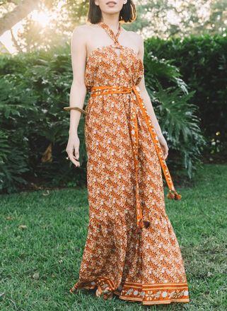 Figue Nylah Halter Dress In Sienna