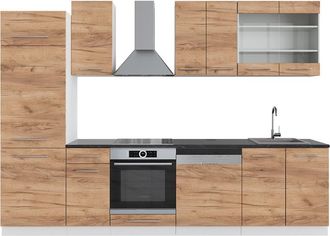 Vicco Mueble De Cocina Fame-line, Oro Potencia Roble/blanco, 300 Cm Sin Encimera
