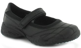 Skechers Nieuwe Meisjes Zwarte Leren Skechers School Sneakers met Klittenbandsluiting