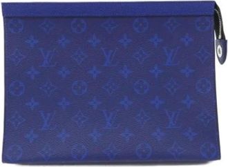 Louis Vuitton Pre-owned Pochette - Dames - Vintage Clutch - Blauw - ONE Size - Leer - Vintage