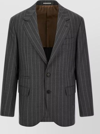 Brunello Cucinelli pinstripe wool blazer tailored notch lapel