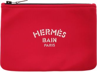 Hermès Red Color Rouge Casaque Polyamide Pouch (Pre-Owned)
