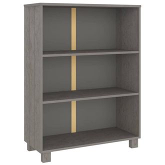 Berkfield Home Book Cabinet HAMAR Light Grey 85x35x112 cm Solid Wood Pine | Size: 85 x 35 x 112 cm