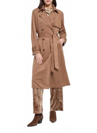 Lyss&eacute; Agatha Vegan Suede Trench Coat In Camel