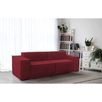 Talamo Italia Talamo Italia - Sof&aacute; Fijo Paola, Sof&aacute; Modular Lineal De 2 Plazas, 100% Made In Italy, Sof&aacute; De Sal&oacute;n Moderno En Tela., Cm 220x95h70, Rojo, Con Embalaje