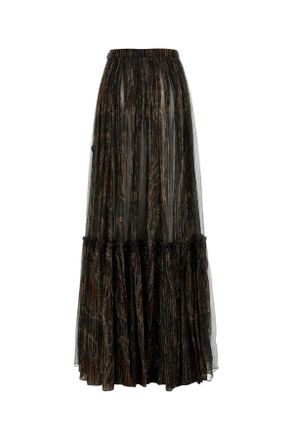 Saint Laurent Womens Printed Silk Blend Skirt Multicolorefonce Exterior: Polyester Gonne