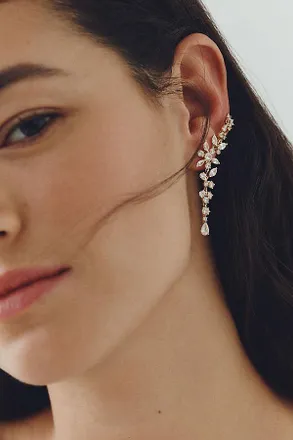 Nadri Full Bloom Drop Climber Earrings