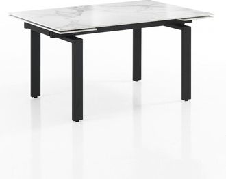 Decorspace Tavolo antares Con Gambe In Metallo E Piano In Marmo, Design Moderno, 140/200 X 90 X H 76 Cm -bianco Lucido