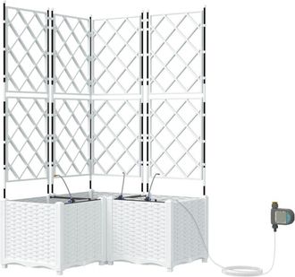 vidaXL Jardineras Blanco 80 X 80 X 142 Cm Acero Vidaxl