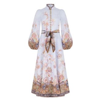 Zimmermann Shirt Dresses, female, Multicolor, Size: XS Luna Button Midi Dress