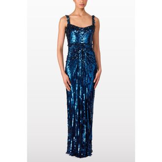 Jenny Packham Cavalla Gown in Light Navy at Nordstrom, Size 12 Uk