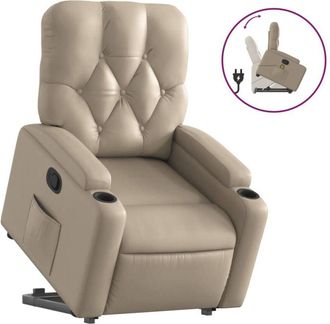 vidaXL Vidaxl - Sillón reclinable elevable cuero artificial color capuchino