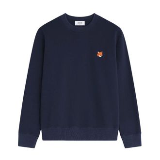 Maison Kitsun&eacute; Sweatshirts, male, Blue, Size: XL Fox Head Regular Sweatshirt