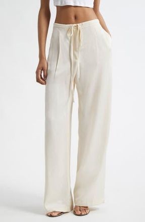 R&oacute;he Relaxed Satin Drawstring Pants in Pearl at Nordstrom Rack, Size 10 Us / 42 Eu