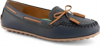 Andrea Womens Leather Loafer In Navy Blue