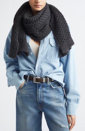 Johnstons of Elgin Eva Cashmere, Silk & Wool Scarf in Cloud Cl Blk Q26302 at Nordstrom
