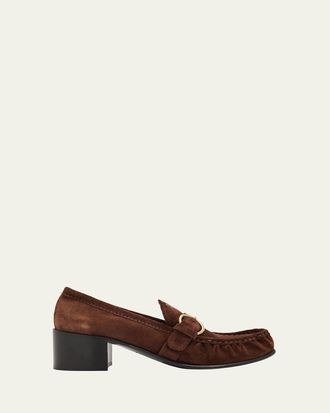Miu Miu 45mm Suede Buckle Loafers
