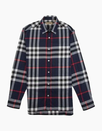 Burberry Mens Burberry Richard Long Sleeve Shirt Navy - Size: 38/Regular
