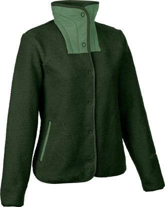 LaMunt Sabine High-Collar Snap-Button Fleece Cardigan