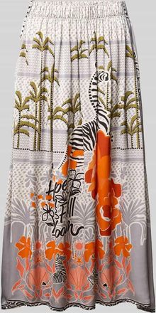 Miss Goodlife Midirock aus Viskose Modell Gey Whisper in Hellgrau, Gr&ouml;&szlig;e XL