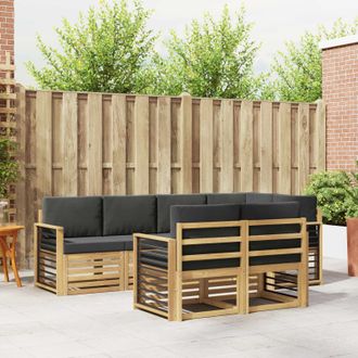 vidaXL Vidaxl Set Di Divani Da Esterno 7 Pz Bianco E Antracite Poliestere