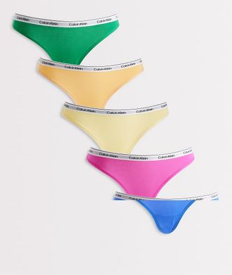 Calvin Klein Icon - Confezione da 5 slip bikini multicolore con logo
