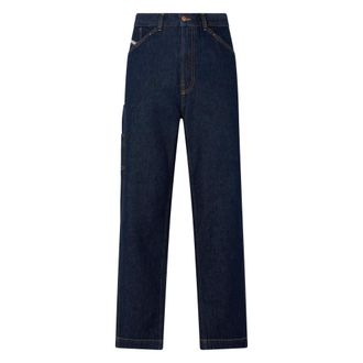 Diesel Straight Jeans, male, Blue, Size: W34 Dark blue denim jeans comfortable