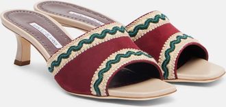 Manolo Blahnik Marebis 50 embroidered suede mules