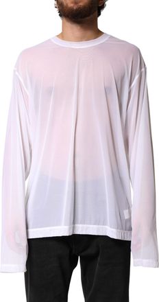 Dolce & Gabbana White Nylon Long Sleeves Crewneck Mens T-Shirt