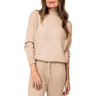 Gibsonlook Gigi Rib Mock Neck Sweater in Neutral at Nordstrom Rack, Size X-Large