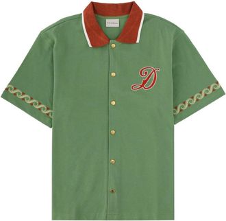 Dr&ocirc;le de Monsieur Muted Green Slogan D Logo Shirt