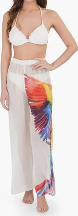America & Beyond Parrot In Paradise Beach Pants In White
