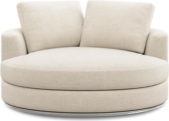 Castlery Hamilton Swivel Armchair 51.2 Customized, Performance Linen Weave Cream, Spill Resistant, 360&deg; Swivel for Castlery Chairs, Ergonomic, Comfortable
