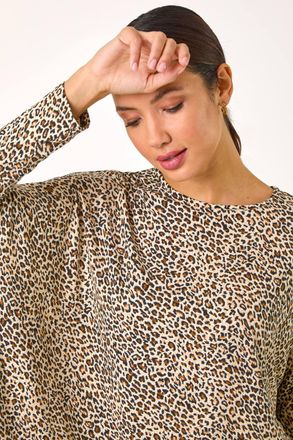 Roman Animal Print Stretch Tunic Top